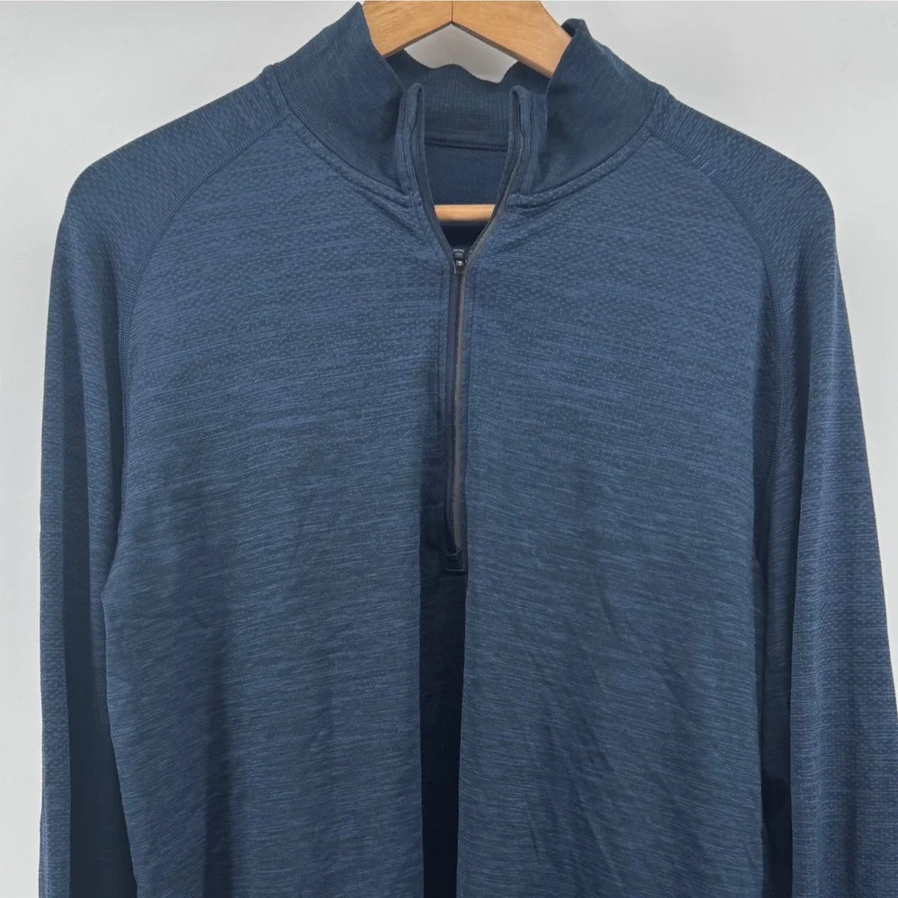 Lululemon Mens XL Metal Vent Tech 1/2 Zip Pullover Mens Navy Blue Space Dye